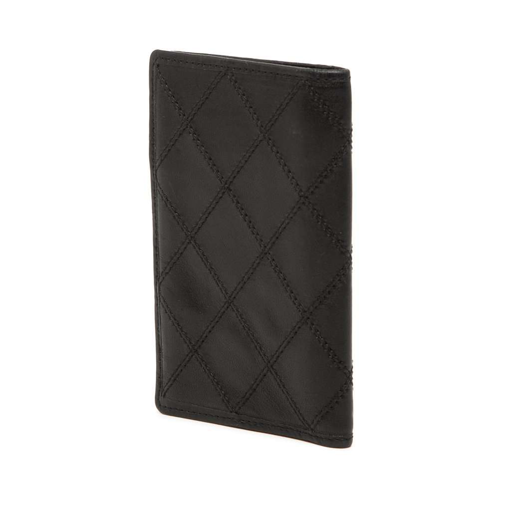 Chanel Quilted Lambskin Double Stitch Bifold Card Holder Black Leather Very good - Back View