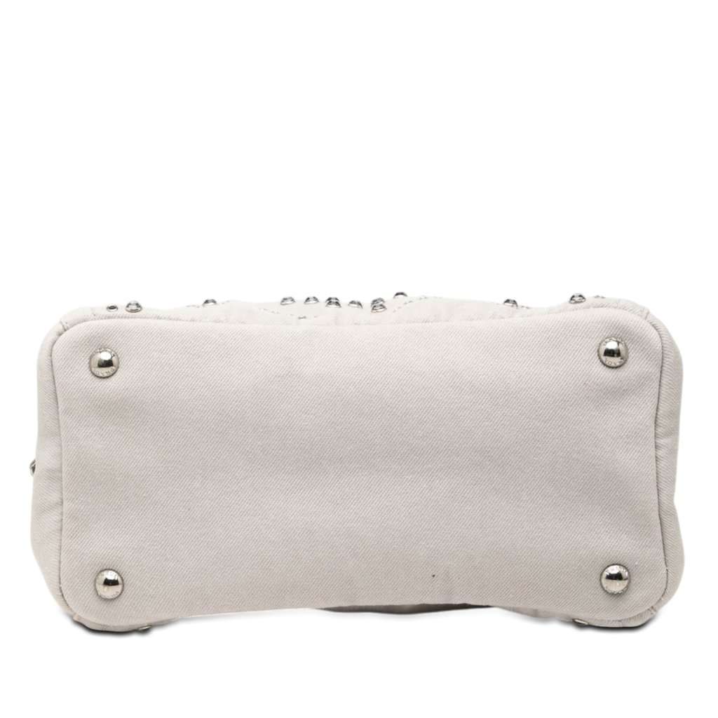 Prada Small Denim Canapa Bijoux and Grommet Satchel Silver Very good condition - Inside View