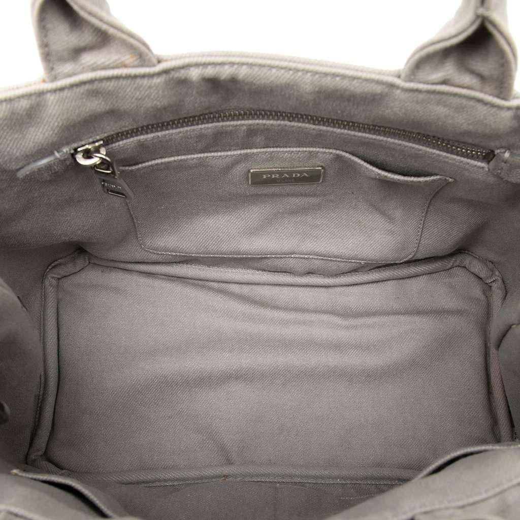 Prada Small Denim Canapa Bijoux and Grommet Satchel Silver Very good condition - Model View