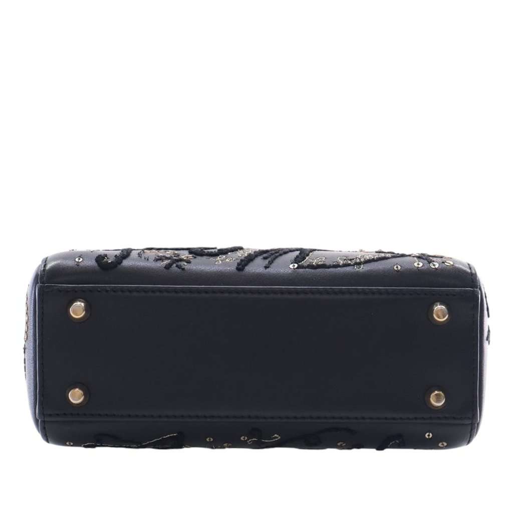 Dior Mini Lambskin Embroidered Sequin Astrology Lady Dior Black Leather Very good - Inside View