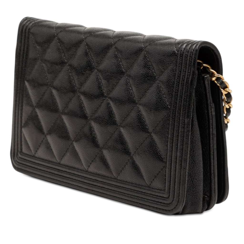 Chanel Quilted Caviar Boy Wallet on Chain Black Leather Very good condition - Back View