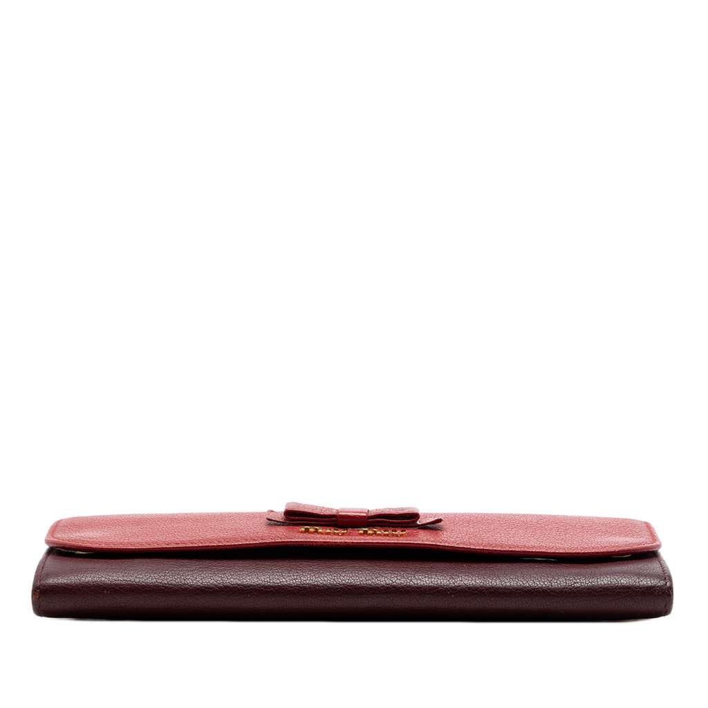 Miu Miu Bicolor Goatskin Madras Bow Wallet on Chain Red Leather Very good condition - Inside View