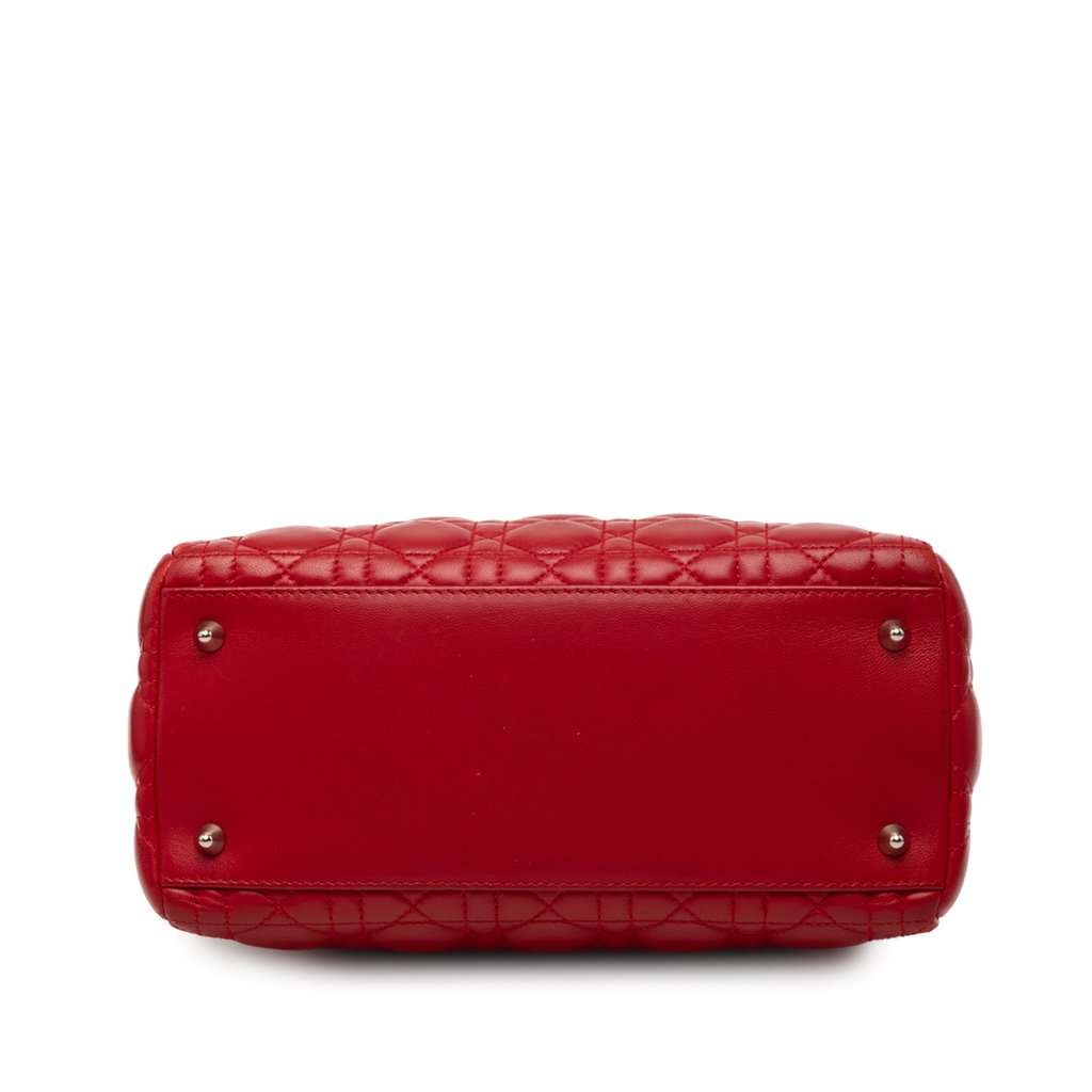 Dior Medium Lambskin Cannage Lady Dior Red Leather Very good - Inside View