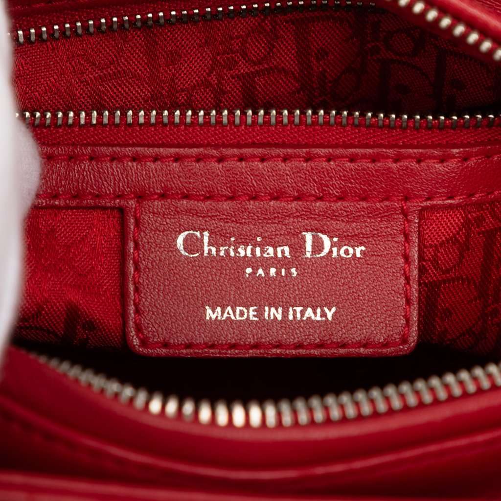 Dior Medium Lambskin Cannage Lady Dior Red Leather Very good - Box View