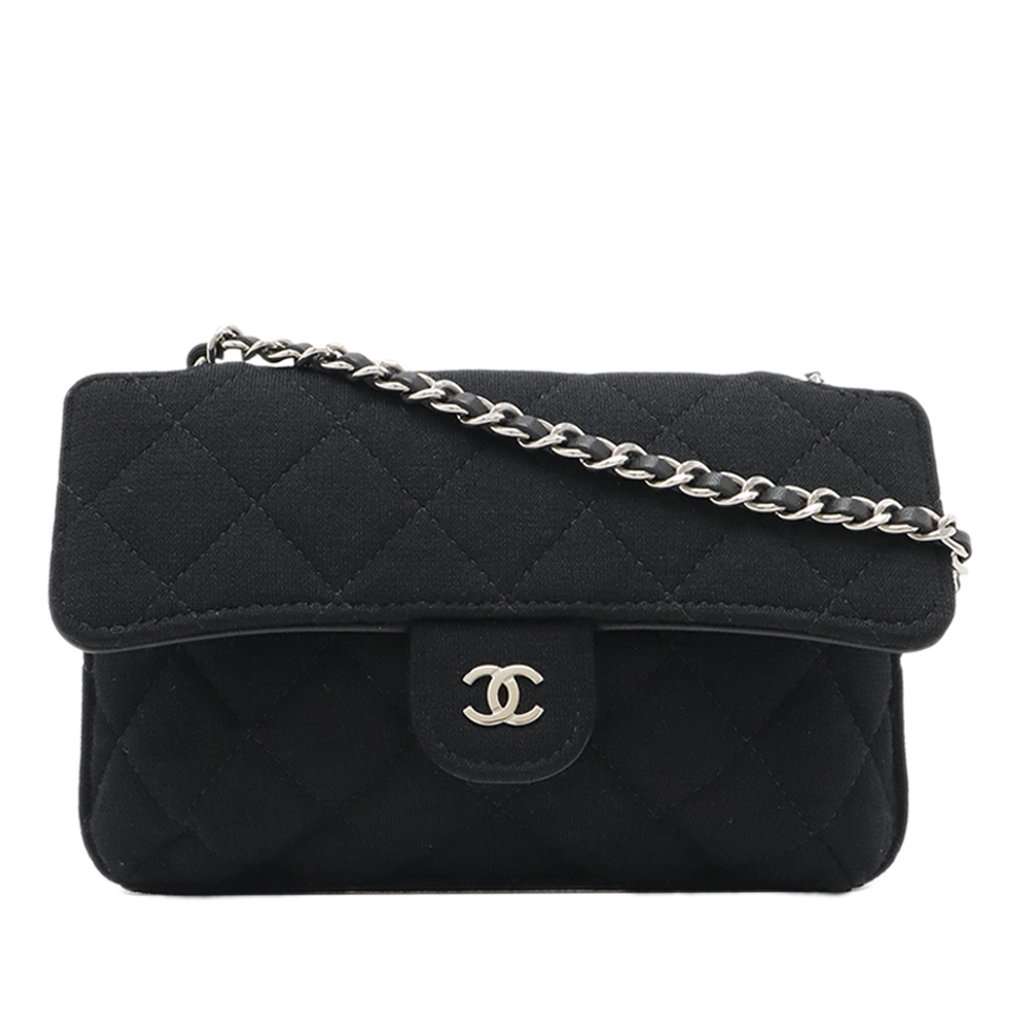 Chanel Canvas Graffiti Foldable Shopping Tote in Jersey Flap Black Very good condition - Front View