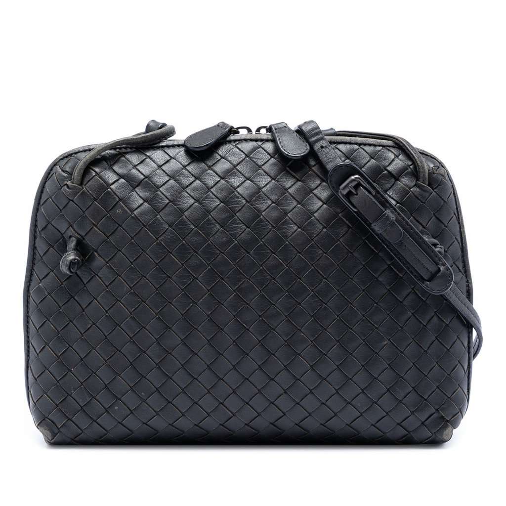 Bottega Veneta Nappa Intrecciato Nodini Crossbody Black Leather Very good - Front View