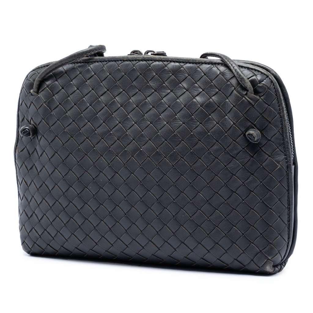 Bottega Veneta Nappa Intrecciato Nodini Crossbody Black Leather Very good - Back View