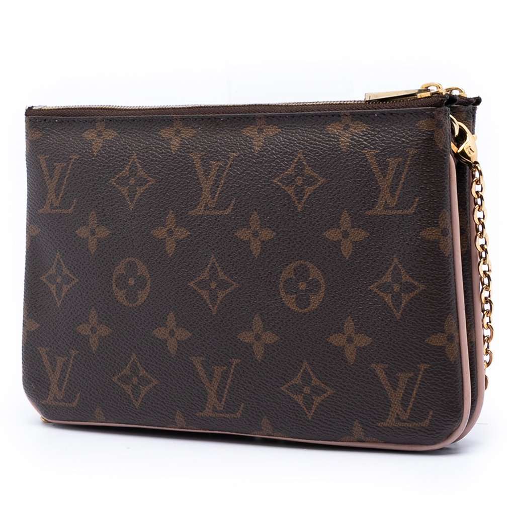 Louis Vuitton Monogram Blooming Flowers Double Zip Pochette Brown Very good condition - Back View