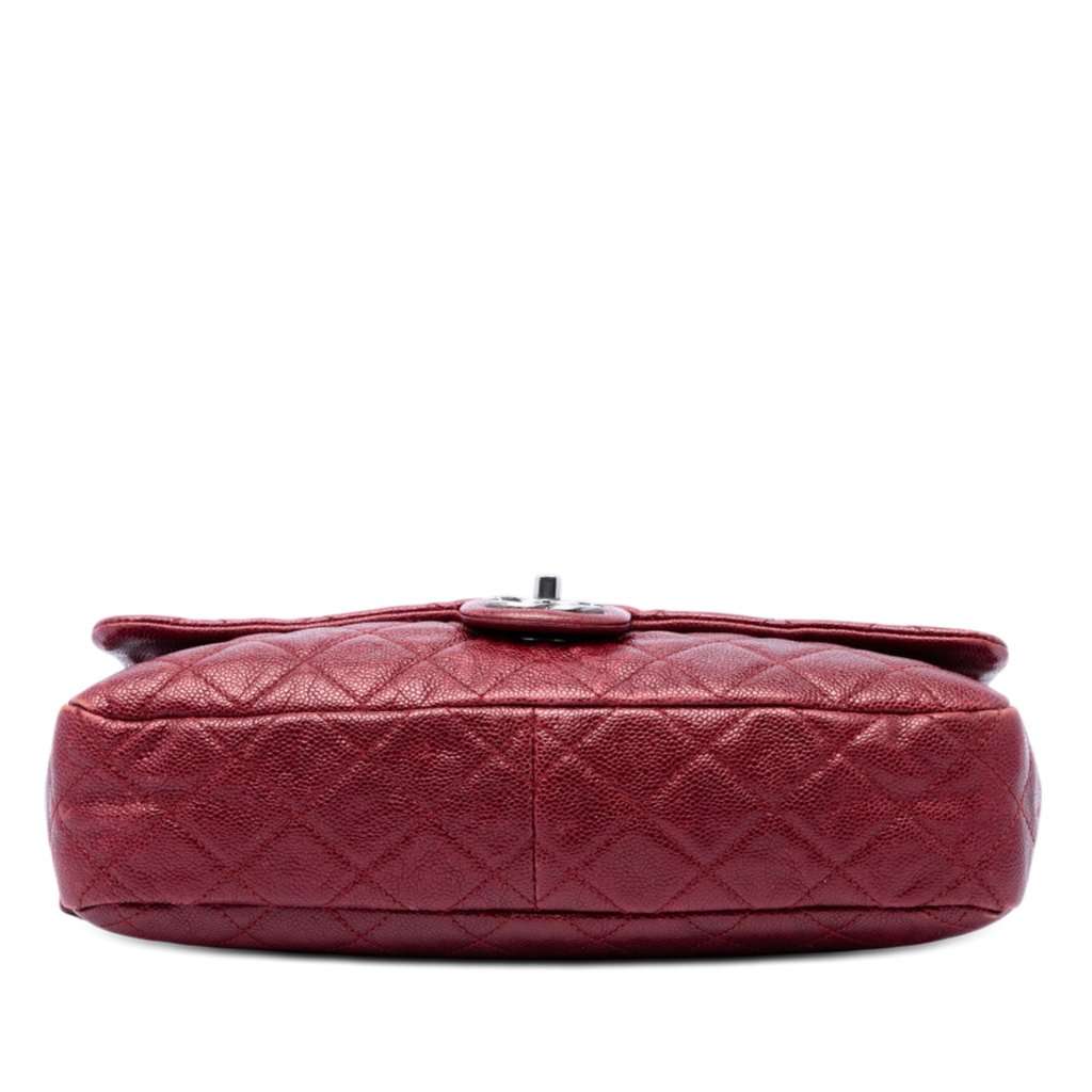 Chanel Jumbo Quilted Iridescent Caviar Easy Flap Red Leather Very good condition - Inside View