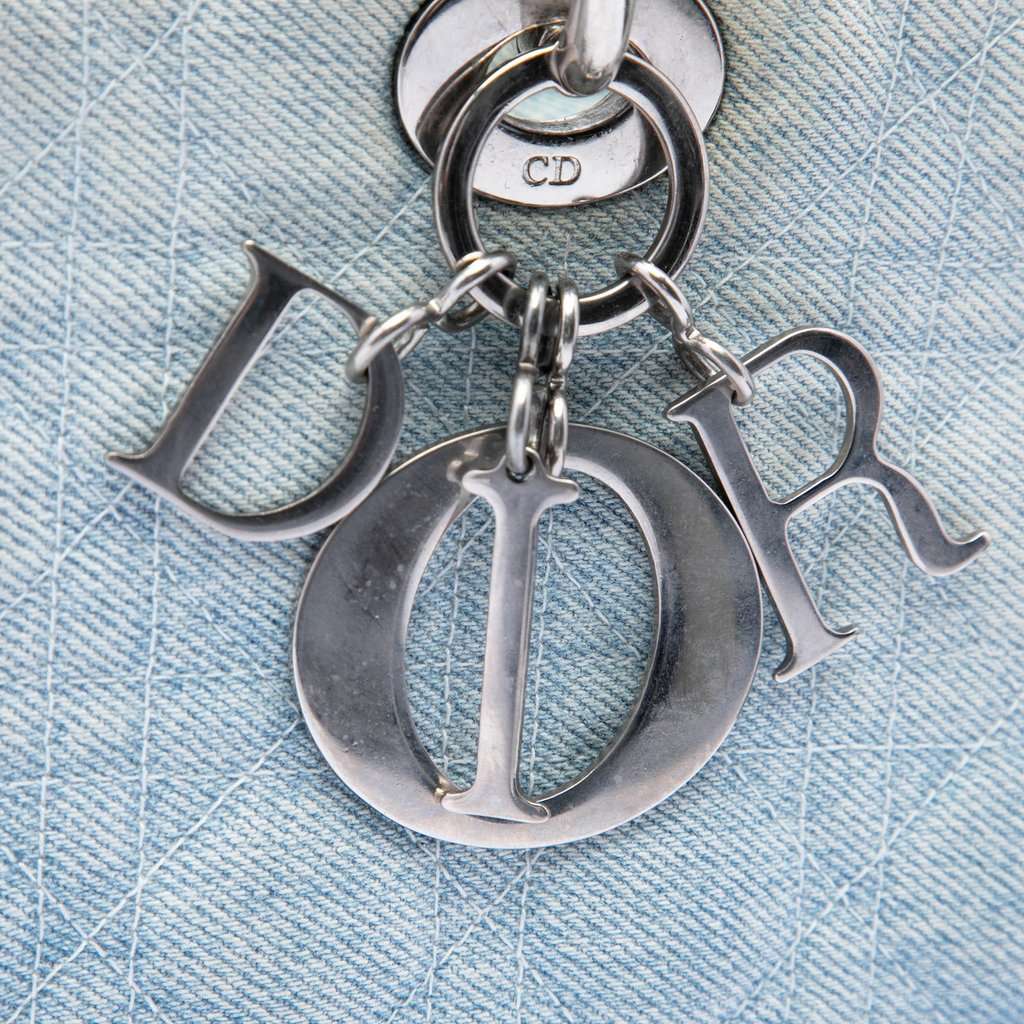 Dior Large Denim Cannage Acrylic Handles Lady Dior Blue Very good - Box View