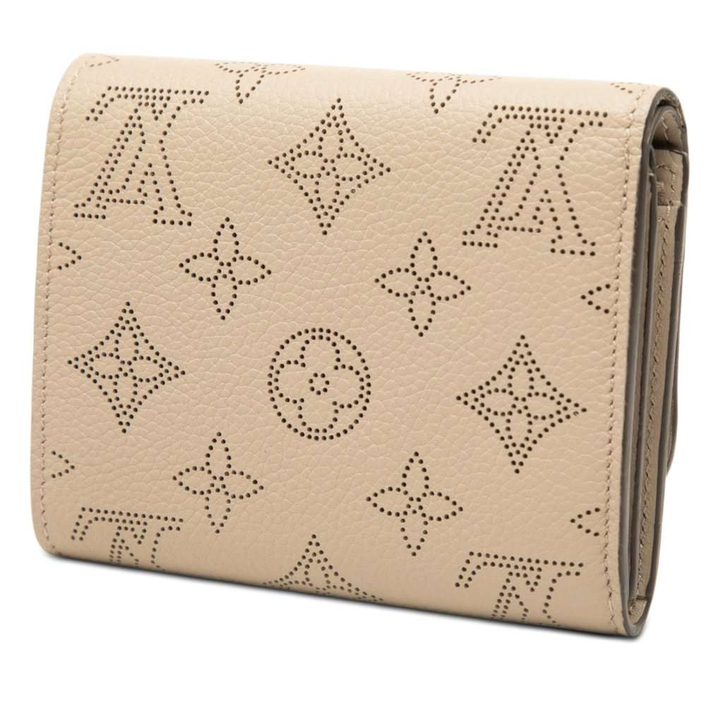 Louis Vuitton Monogram Mahina Iris Compact Wallet Beige Leather Very good - Back View