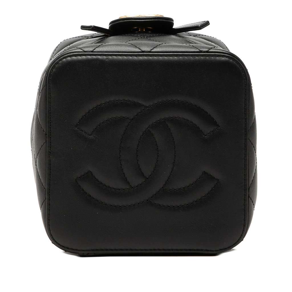 Chanel CC Quilted Calfskin Vanity Case with Chain Black Leather Very good - Inside View
