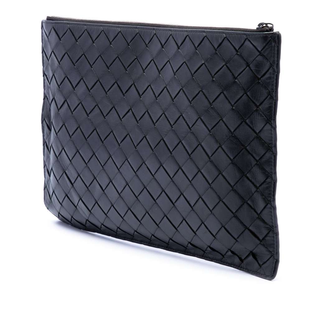 Bottega Veneta Nappa Intrecciato Clutch Black Leather Very good condition - Back View