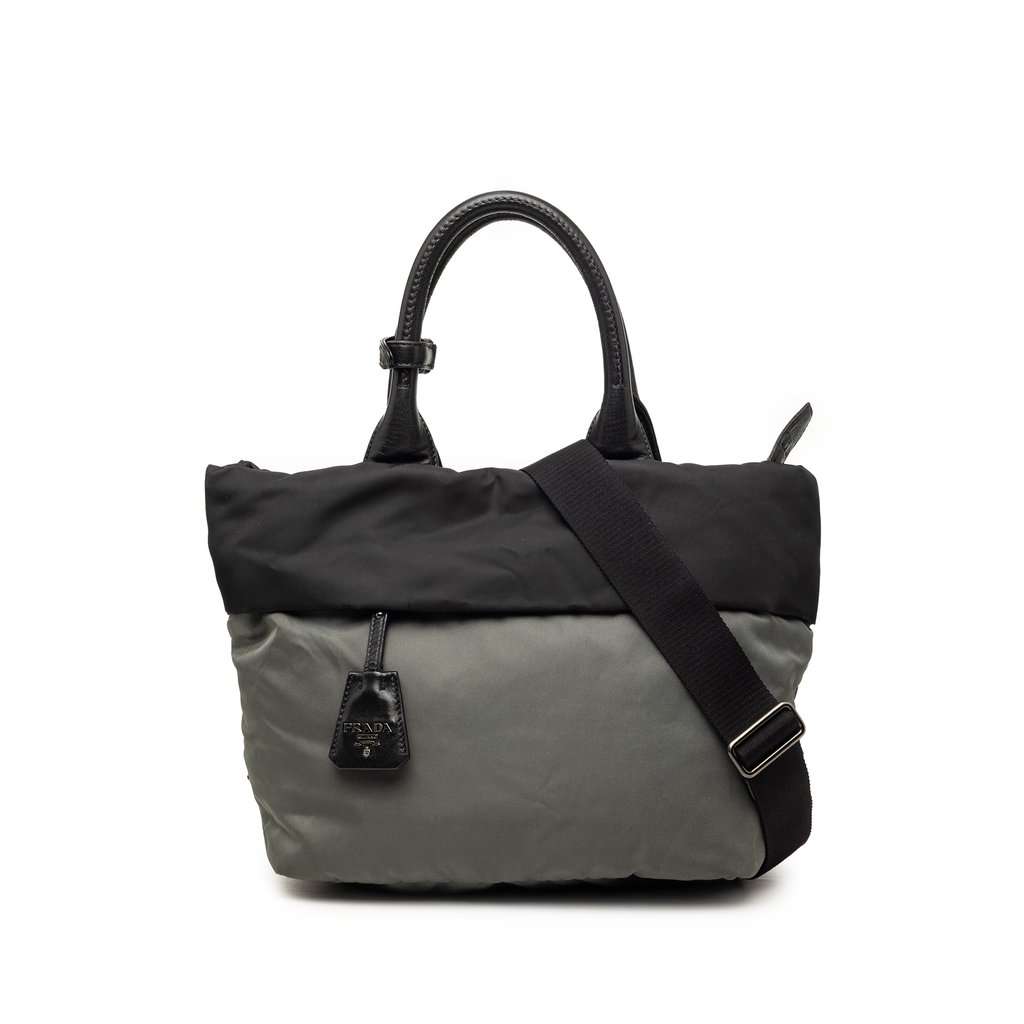 Prada Bicolor Tessuto Reversible Tote Green Very good condition - Front View