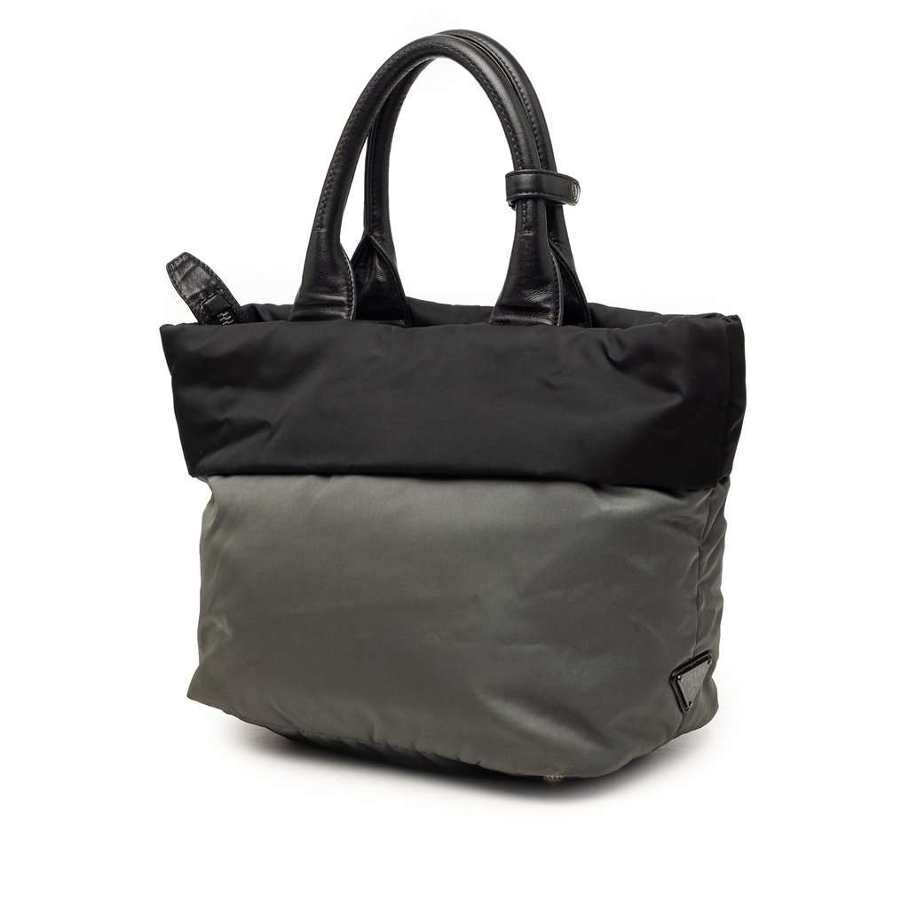 Prada Bicolor Tessuto Reversible Tote Green Very good condition - Back View