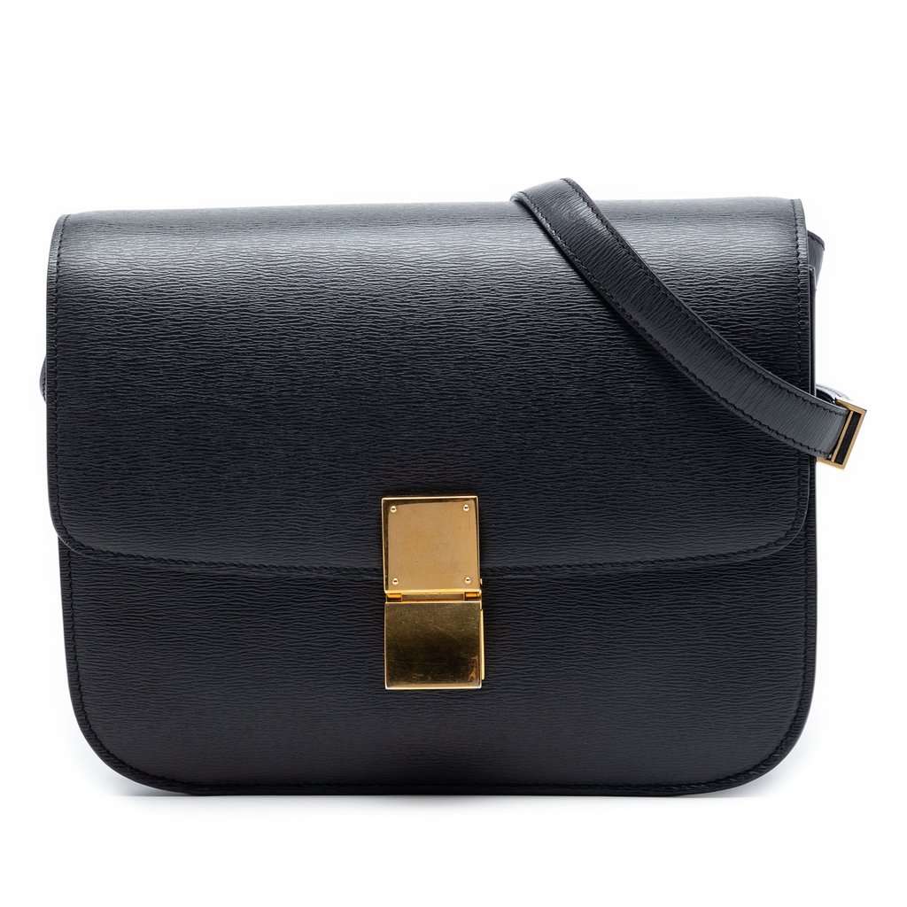 Celine Medium Liege Calfskin Classic Box Black Leather Very good condition - Front View