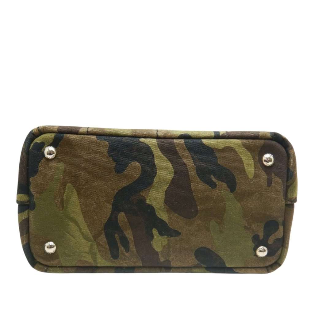 Prada Small Canvas Canapa Logo Camouflage Satchel Brown Very good condition - Inside View
