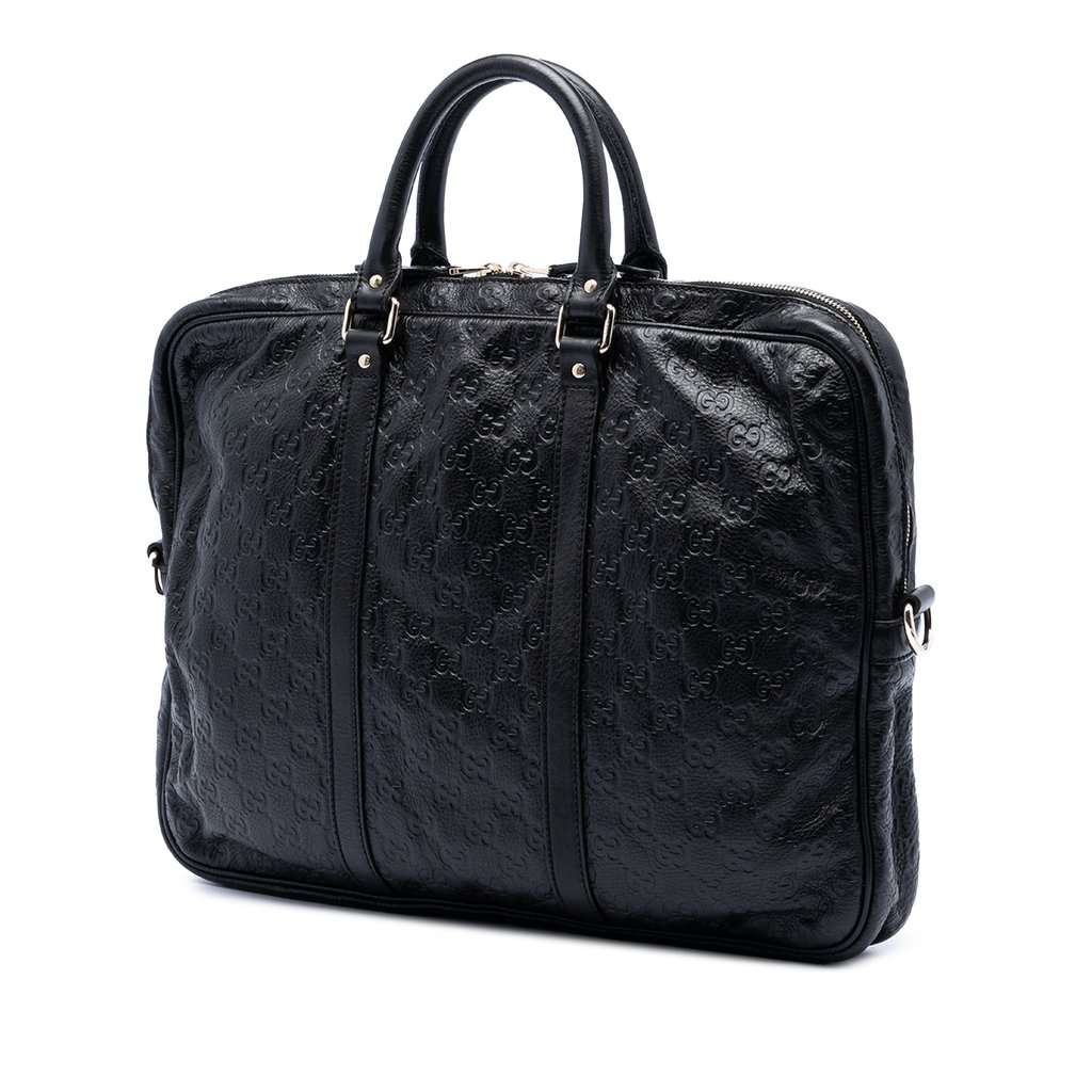 Gucci Guccissima Business Bag Black Leather Very good condition - Back View