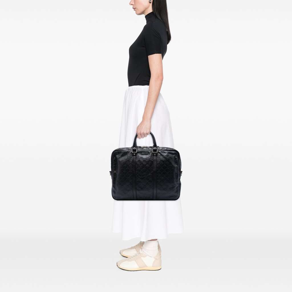 Gucci Guccissima Business Bag Black Leather Very good condition - Box View