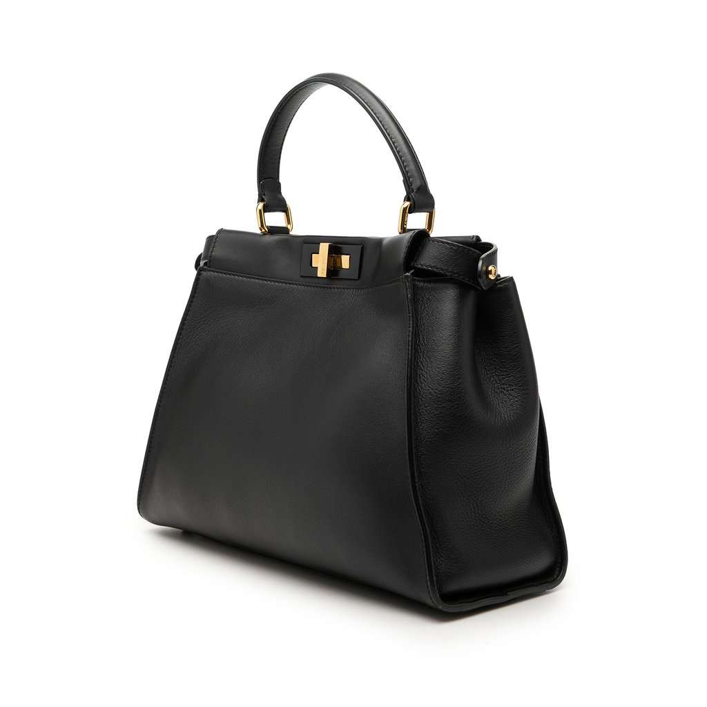 Fendi Medium Leather Selleria Peekaboo Iconic Satchel Black Leather Very good condition - Back View