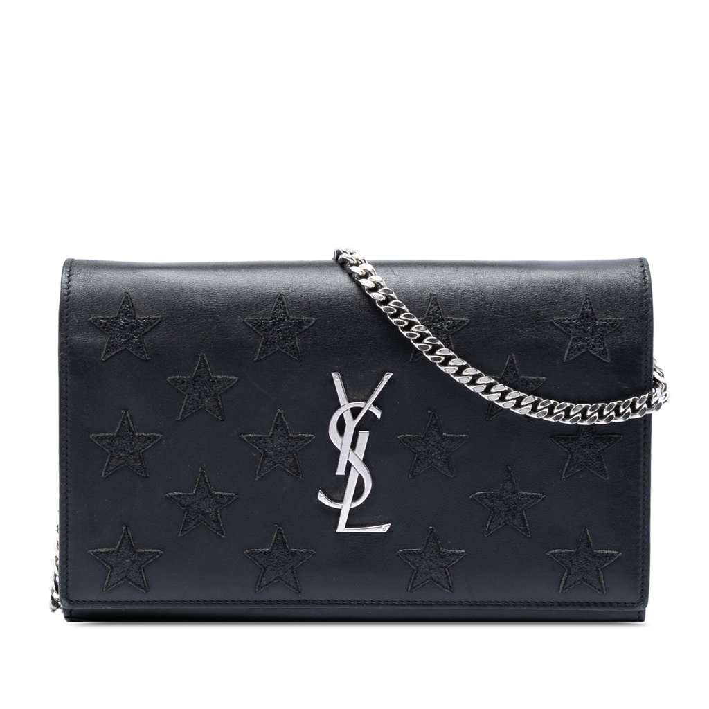 Saint Laurent Calfskin Monogram Star Kate Wallet On Chain Black Leather Very good - Front View