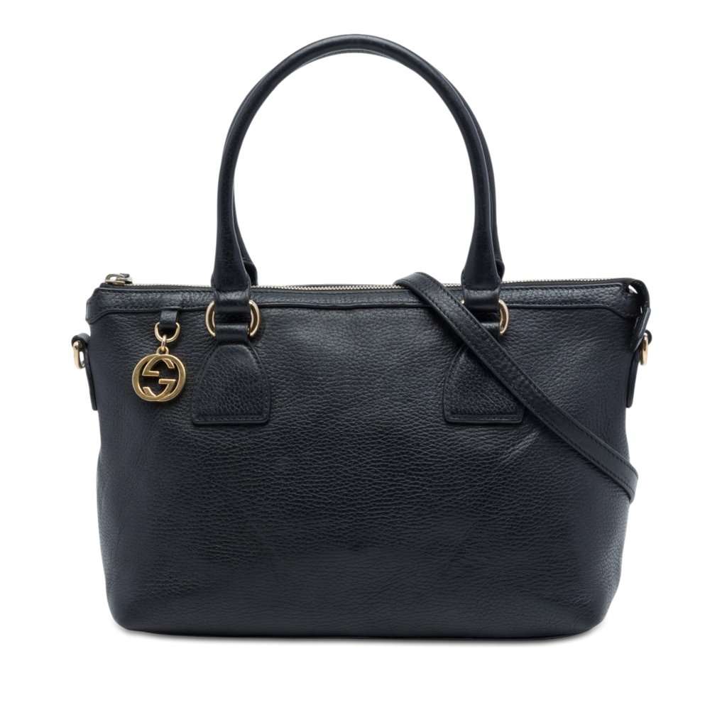 Gucci Dollar Calfskin GG Charm Satchel Black Leather Very good condition - Front View