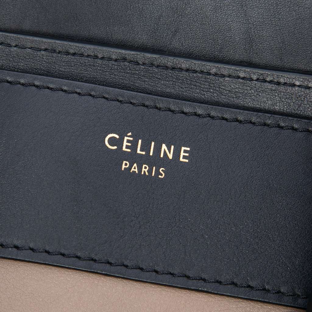 Celine Mini Tricolor Calfskin and Suede Luggage Tote Brown Leather Very good condition - Box View