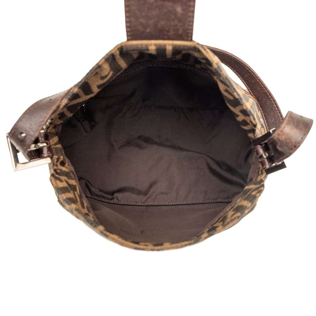 Fendi Zucca Canvas Double Flap Shoulder Bag Brown Very good - Model View