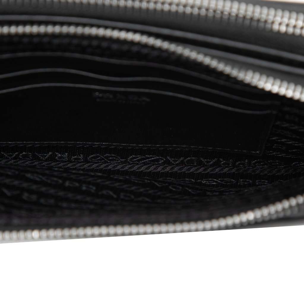 Prada Mini Soft Calf Impunture Diagramme Double Zip Crossbody Black Leather Very good - Model View