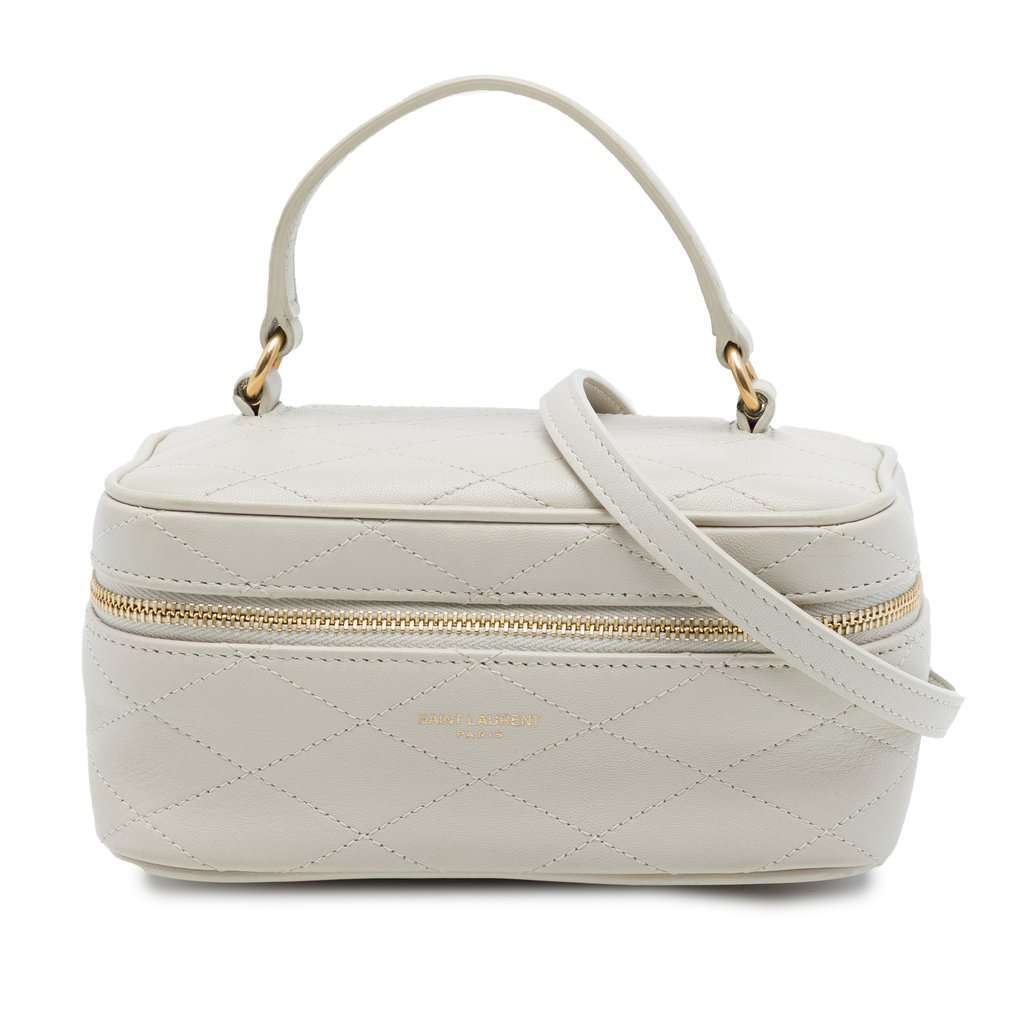 Saint Laurent Mini Quilted Lambskin Gaby Vanity Bag White Leather Very good - Front View