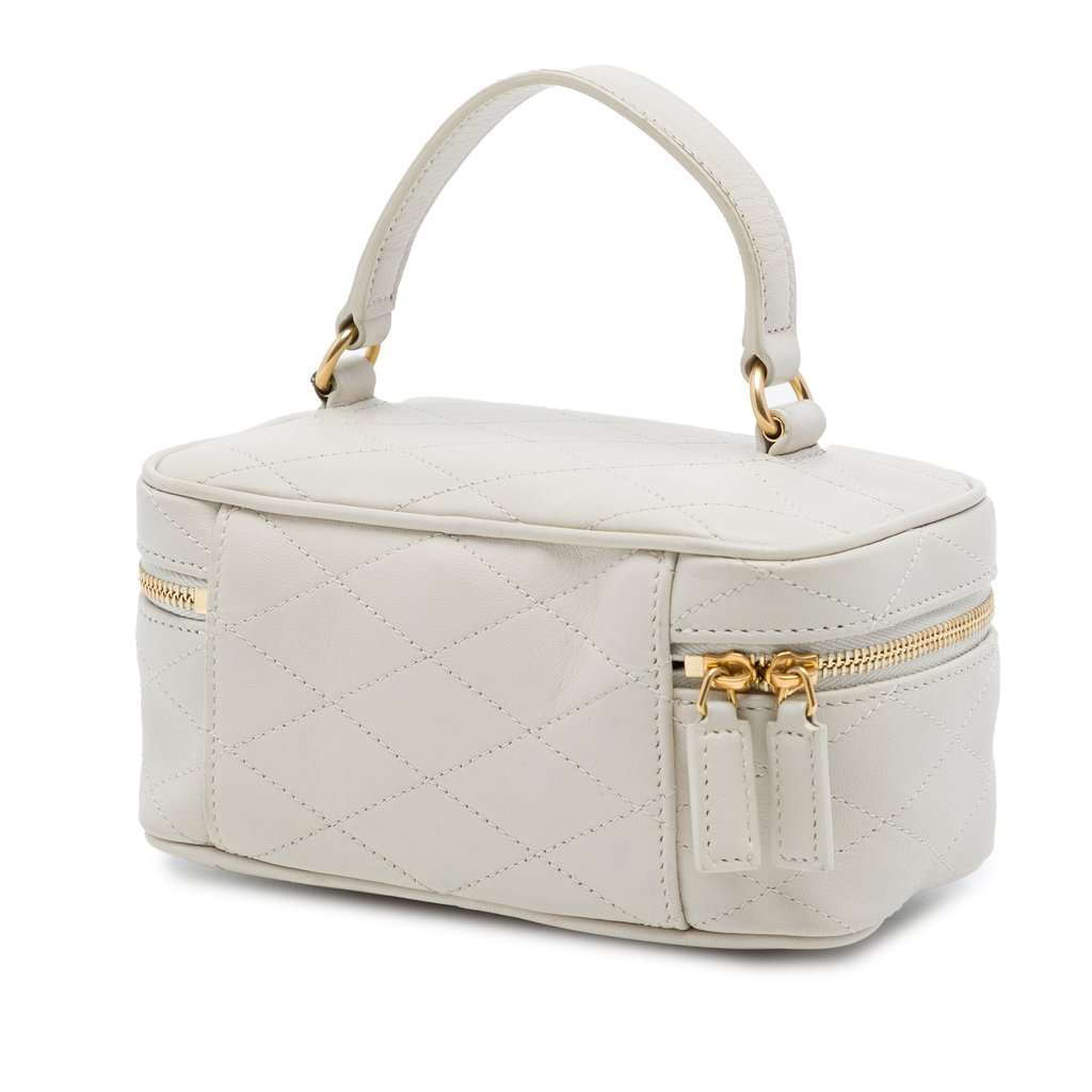 Saint Laurent Mini Quilted Lambskin Gaby Vanity Bag White Leather Very good - Back View