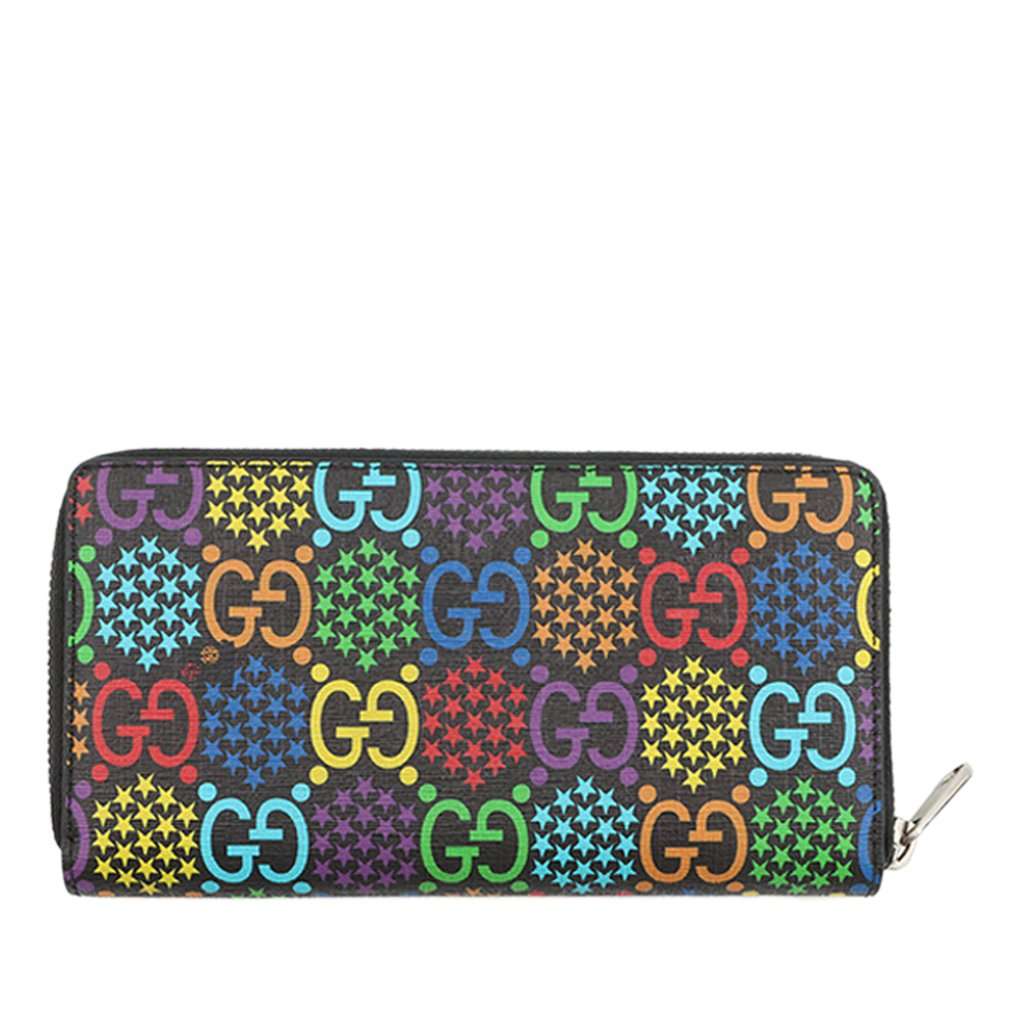 Gucci GG Supreme Psychedelic Zip Around Wallet Black Very good condition - Front View
