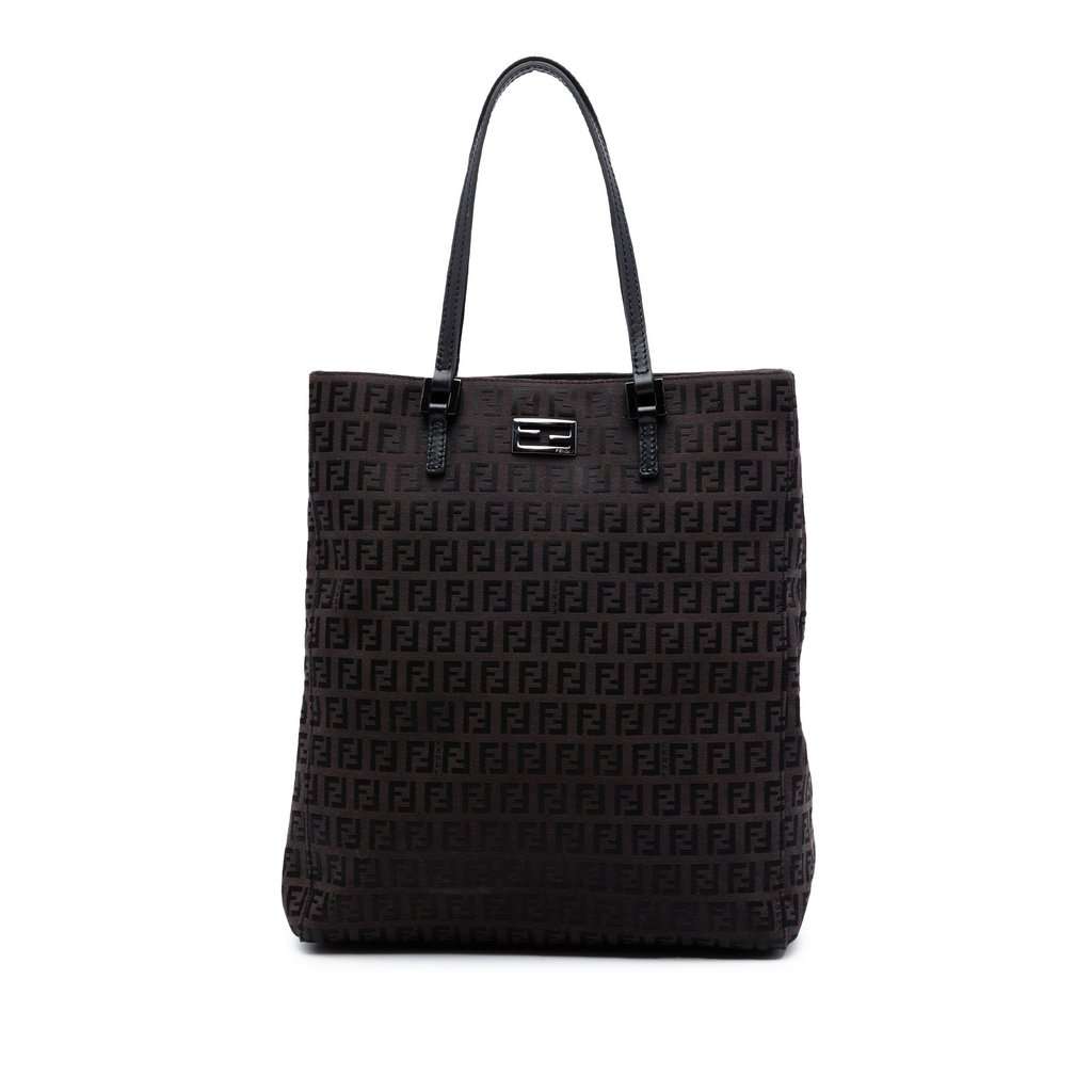 Fendi Zucchino Canvas Tote Brown Very good condition - Front View