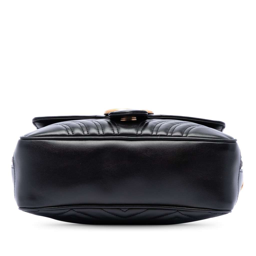 Gucci Small GG Marmont Matelasse Calfskin Sylvie Top Handle Satchel Black Leather Very good - Inside View