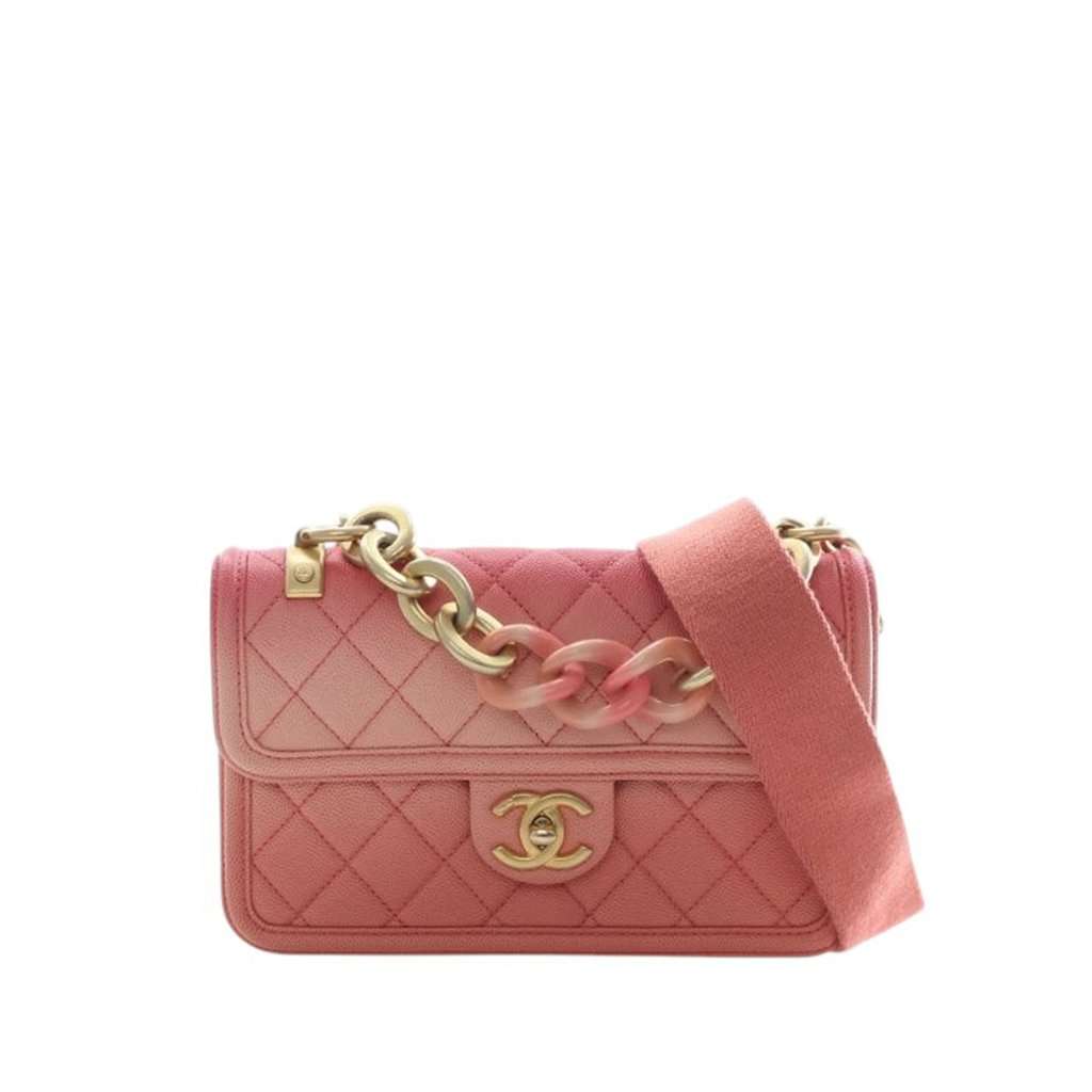 Chanel Small Quilted Caviar Sunset On The Sea Flap Pink Leather Very good - Front View