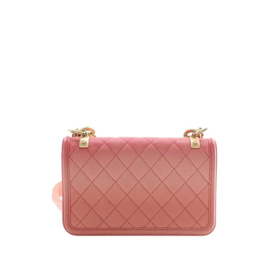 Chanel Small Quilted Caviar Sunset On The Sea Flap Pink Leather Very good - Back View