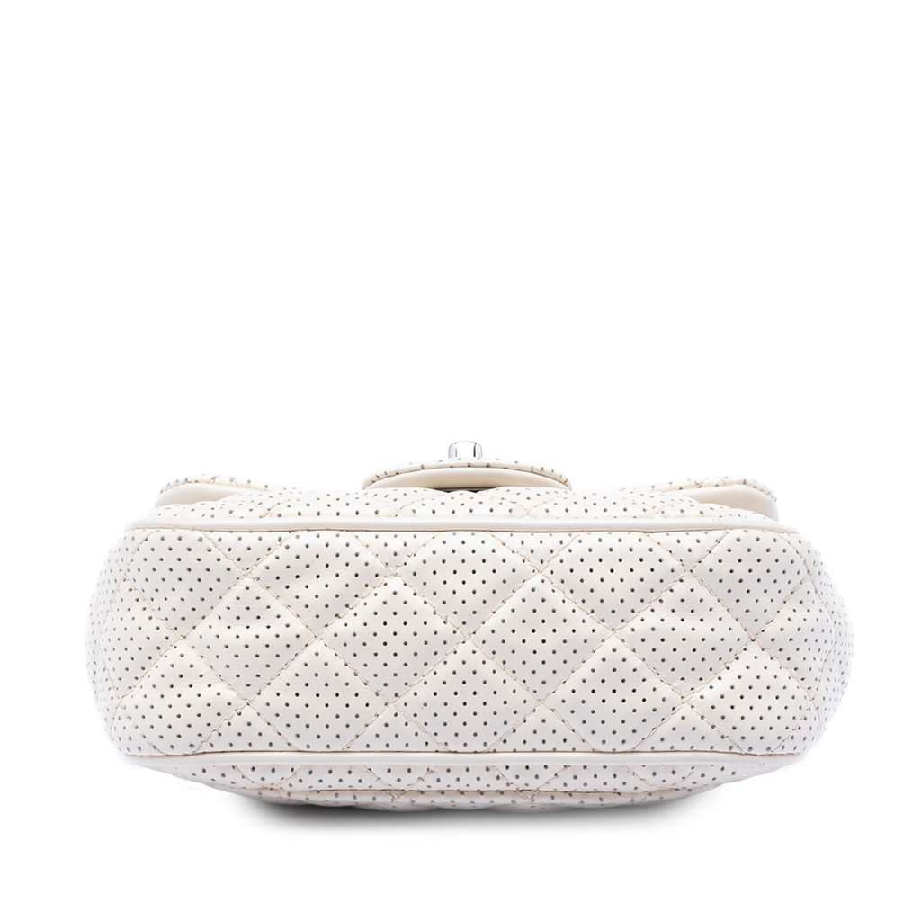 Chanel Mini Perforated Lambskin Punch Flap White Leather Very good - Inside View