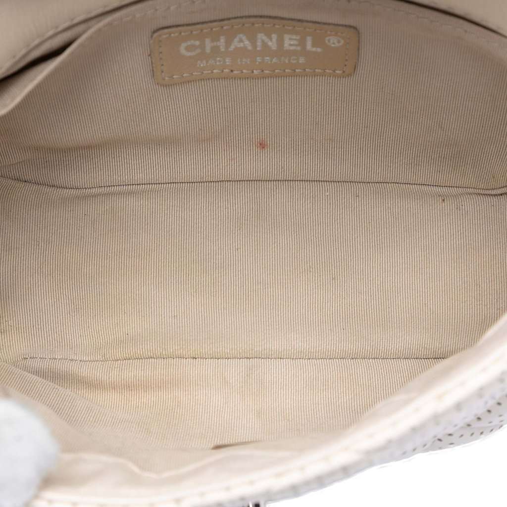 Chanel Mini Perforated Lambskin Punch Flap White Leather Very good - Model View