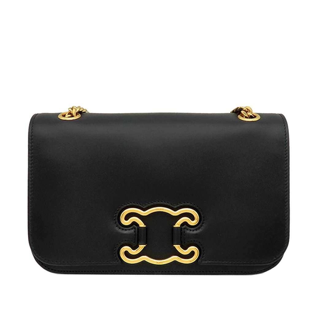 Celine Medium Calfskin Triomphe Frame Crossbody Black Leather Very good condition - Front View