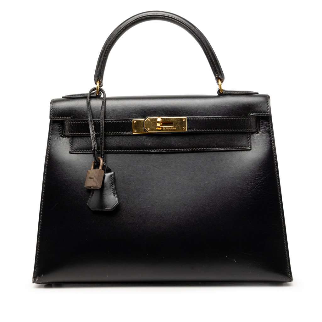 Hermès Box Calf Kelly Sellier 28 Black Leather Good condition - Front View