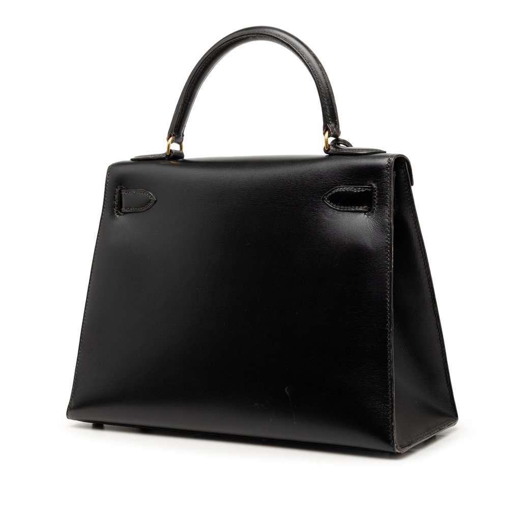 Hermès Box Calf Kelly Sellier 28 Black Leather Good condition - Back View
