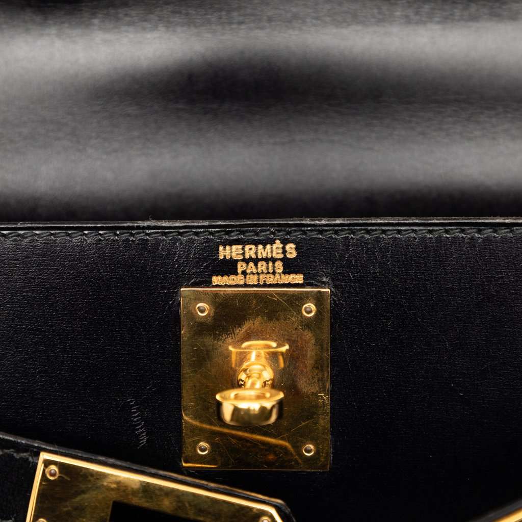 Hermès Box Calf Kelly Sellier 28 Black Leather Good condition - Box View