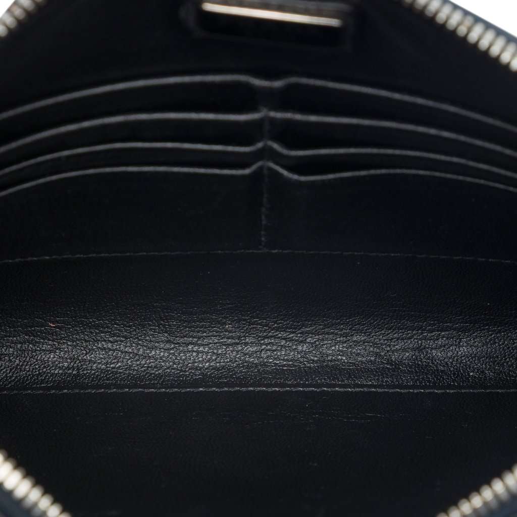 Prada Saffiano Logo Clutch Blue Leather Very good - Model View