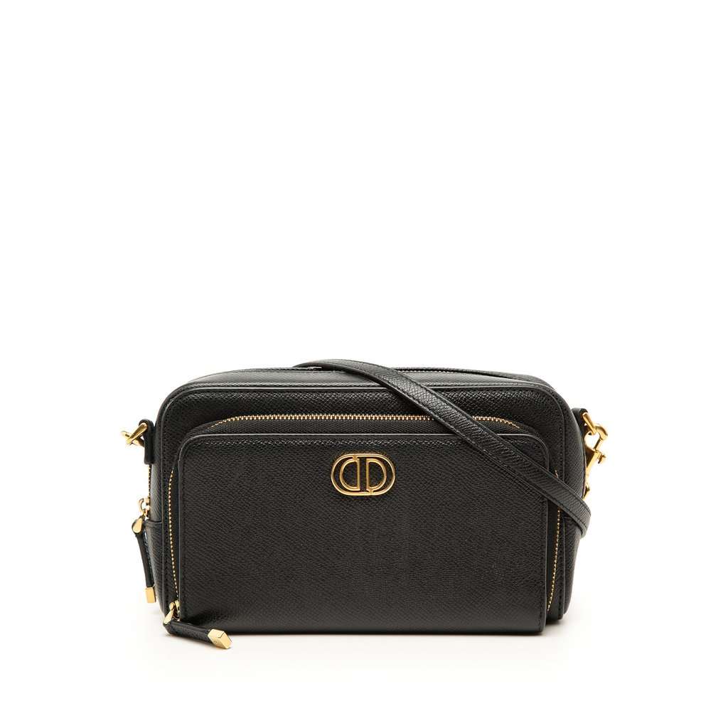 Dior Grained Calfskin Caro Double Pouch Black Leather Very good - Front View