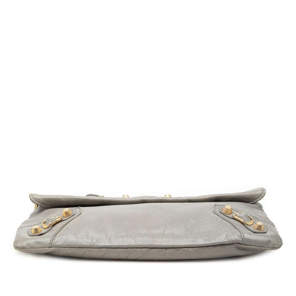 Balenciaga Lambskin Motocross Giant 12 Envelope Clutch With Strap Grey Leather Very good condition - Inside View