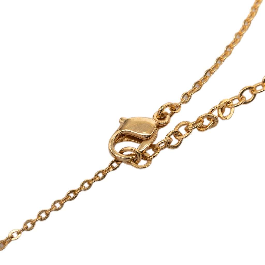 Dior Gold Plated Enamel Strass Logo Pendant Necklace Gold Metal Very good condition - Model View