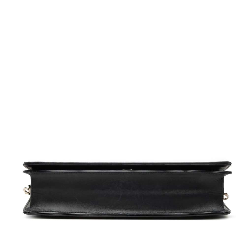 Ferragamo Smooth Calfskin Clutch with Chain Black Leather Very good - Inside View