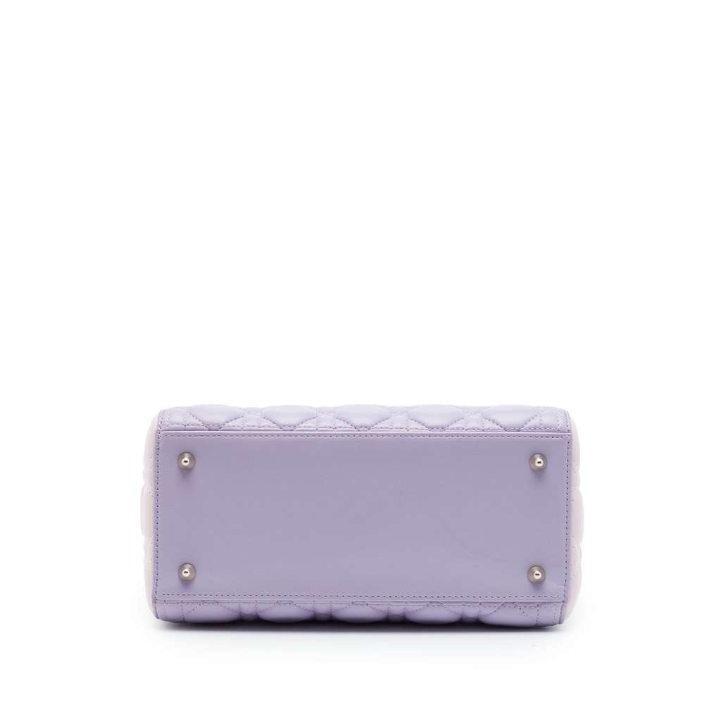 Dior Medium Tricolor Lambskin Cannage Lady Dior Purple Leather Very good - Inside View