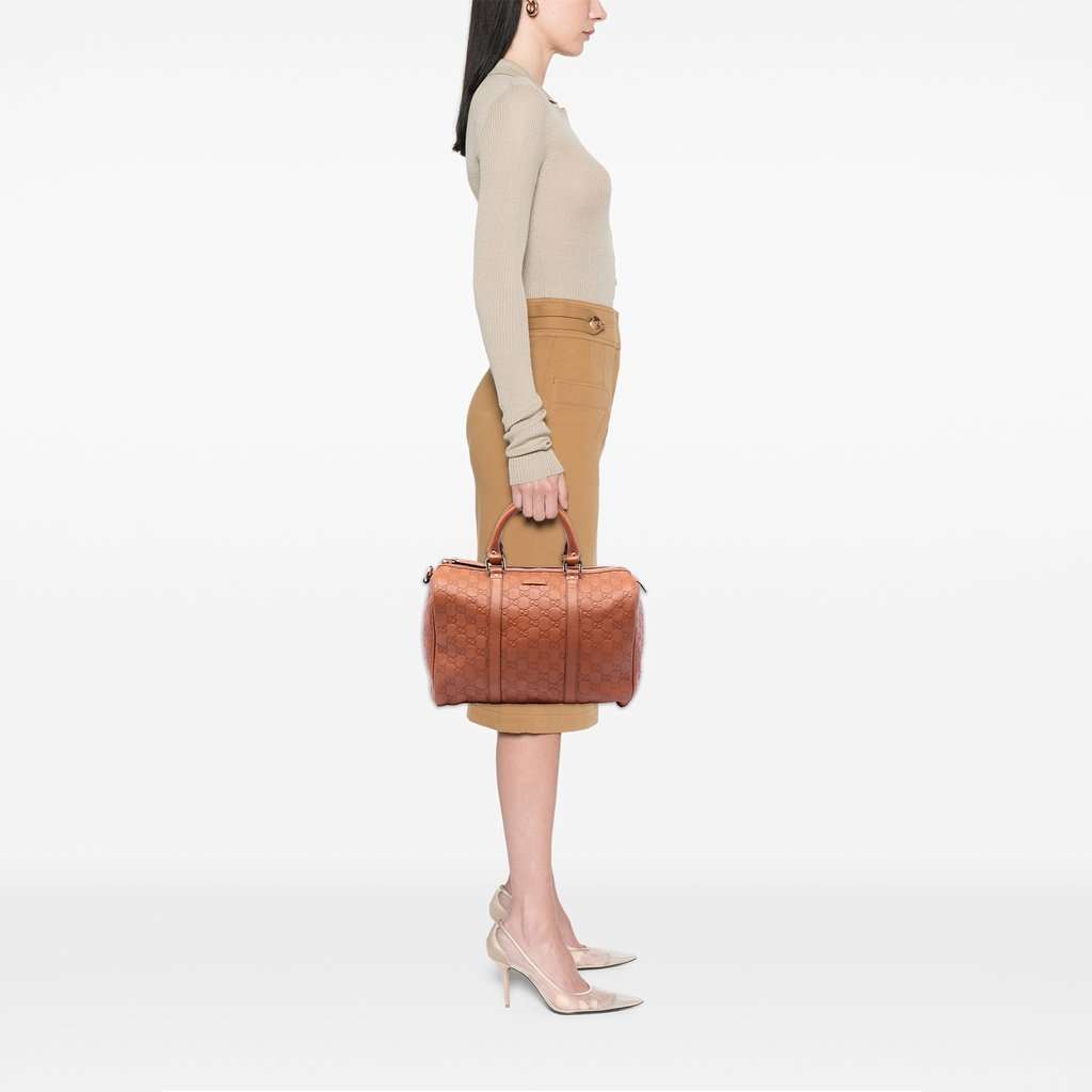 Gucci Medium Guccissima Joy Boston Bag Brown Leather Very good condition - Box View