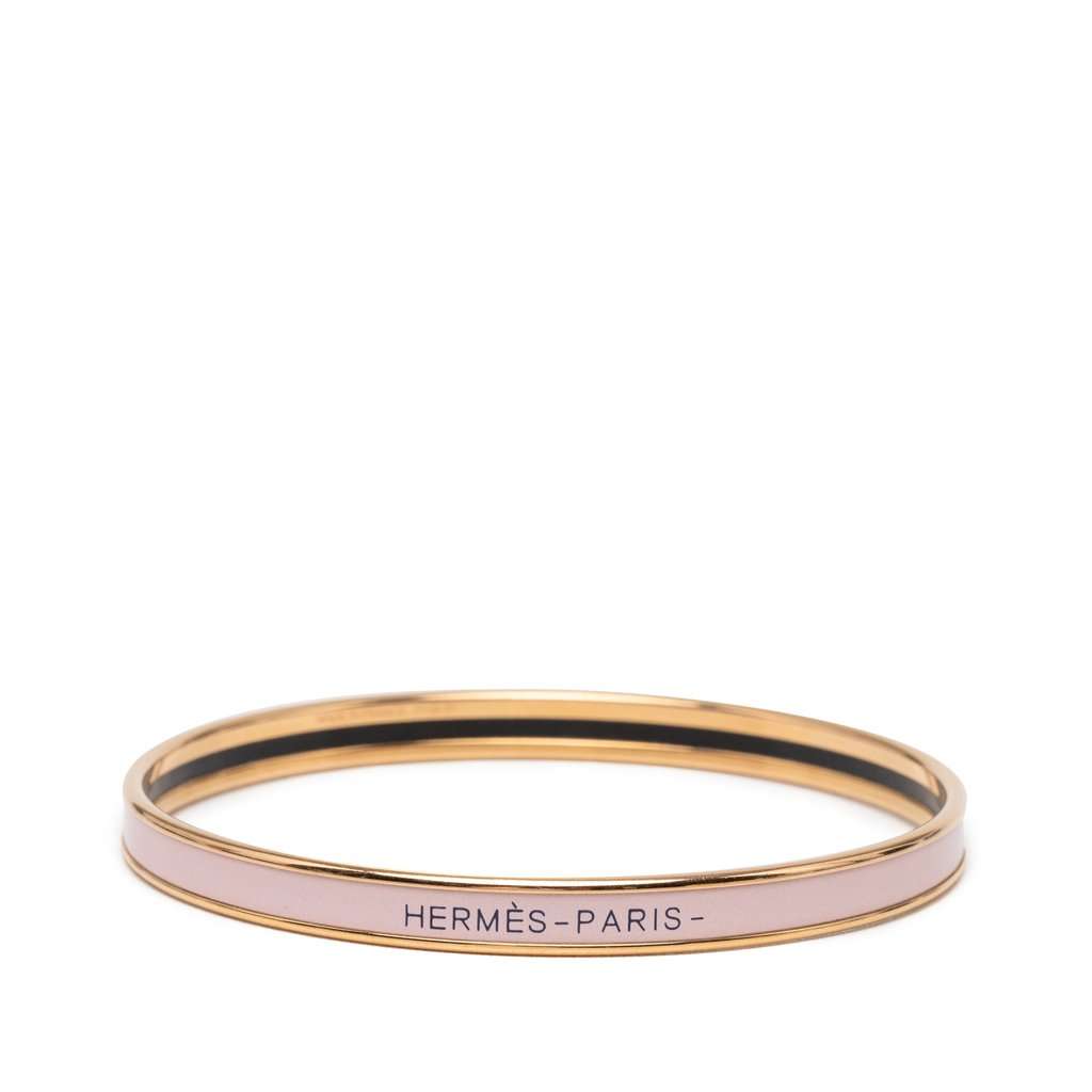 Hermès Extra Narrow Enamel Uni Bangle 62 Pink Very good condition - Front View